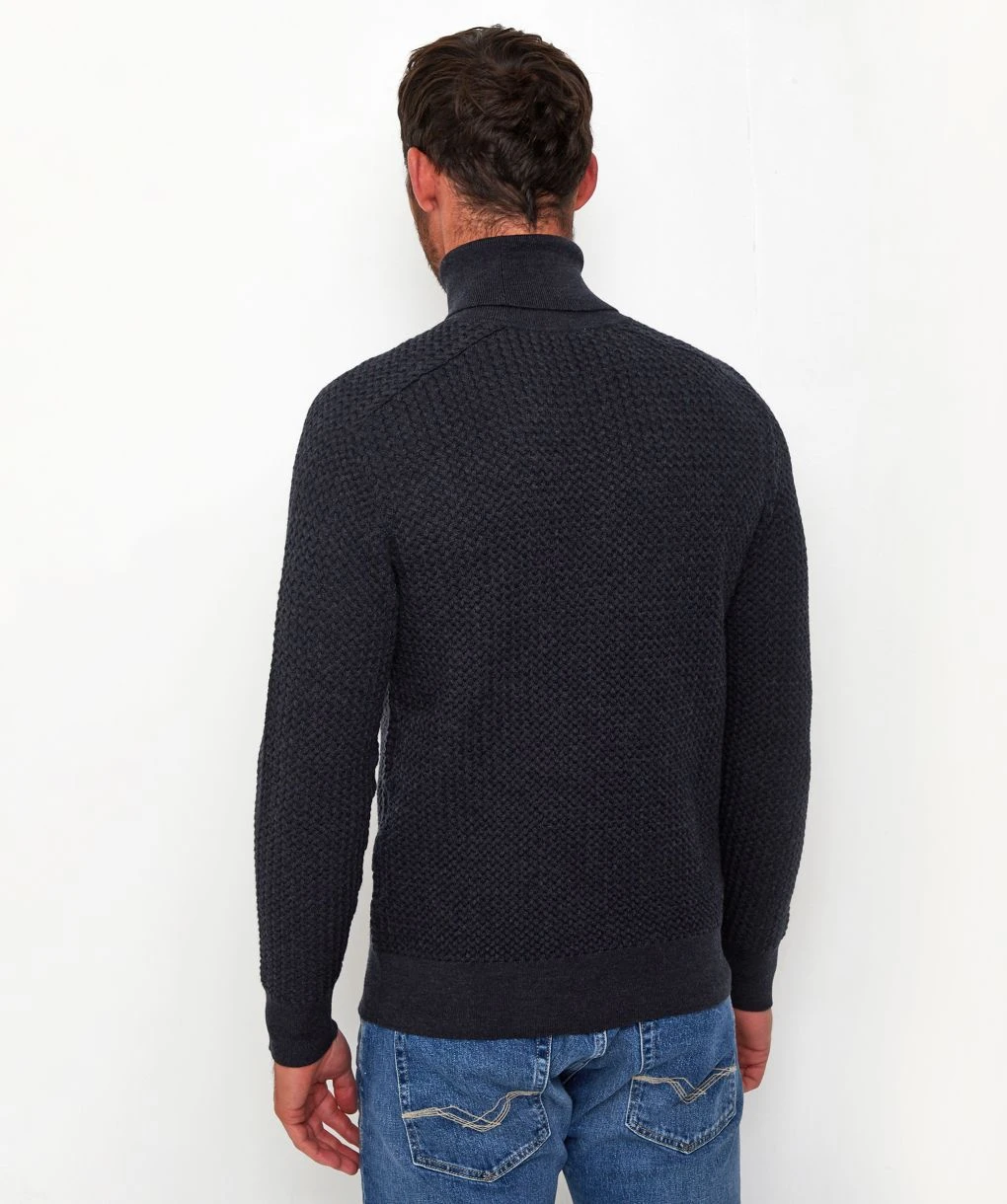 Waffle Roll Neck Merino Jumper 5 Waffle Roll Neck Merino Jumper - Image 3