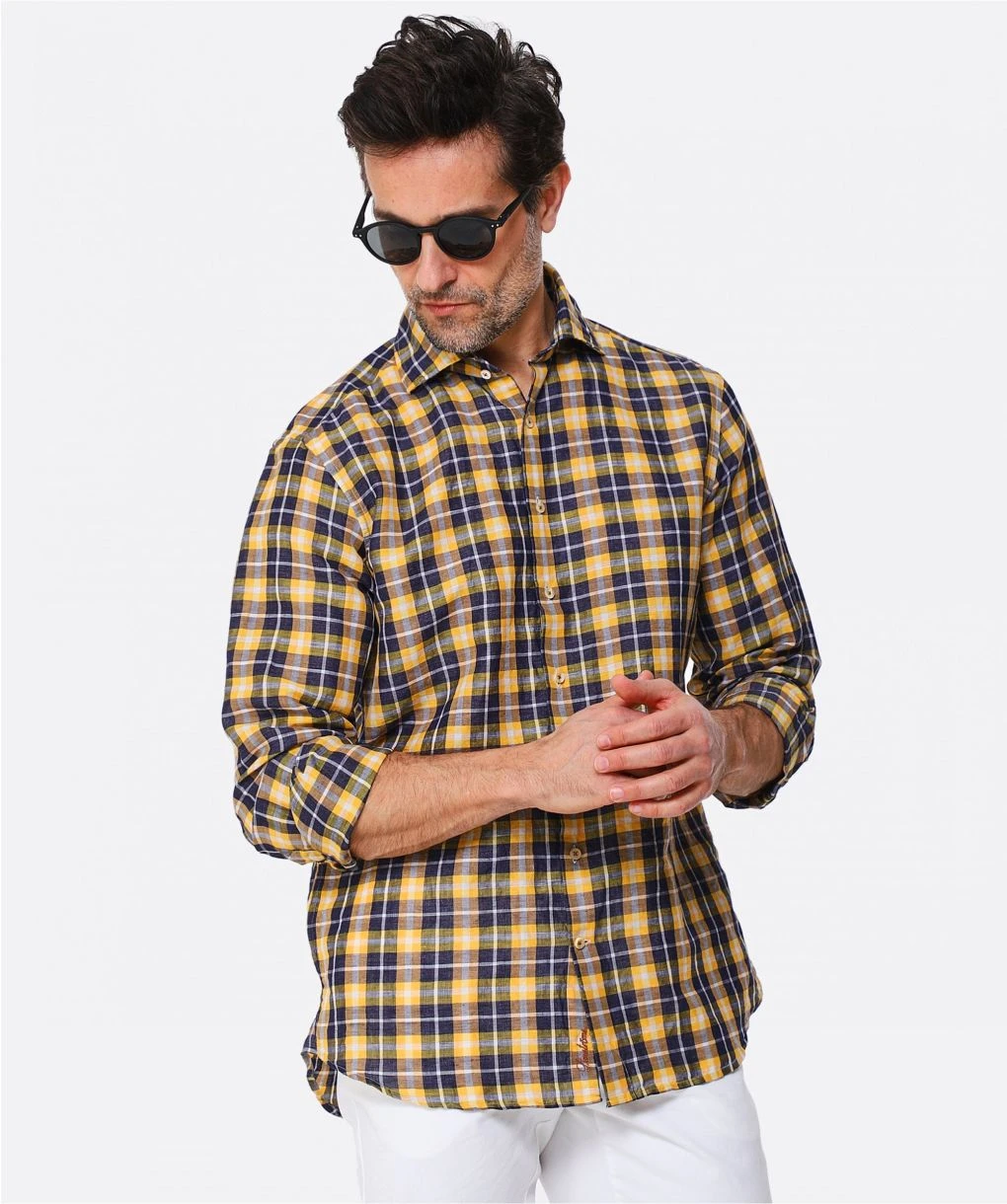 Fitted Body Linen Cotton Check Shirt 4 Fitted Body Linen Cotton Check Shirt - Image 2