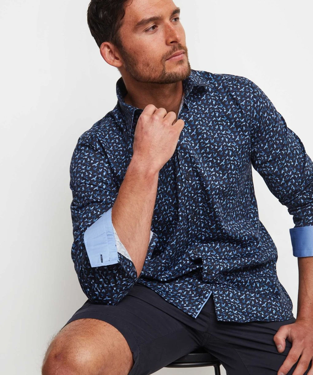 Slim Fit Sateen Bird Shirt 7 Slim Fit Sateen Bird Shirt - Image 5