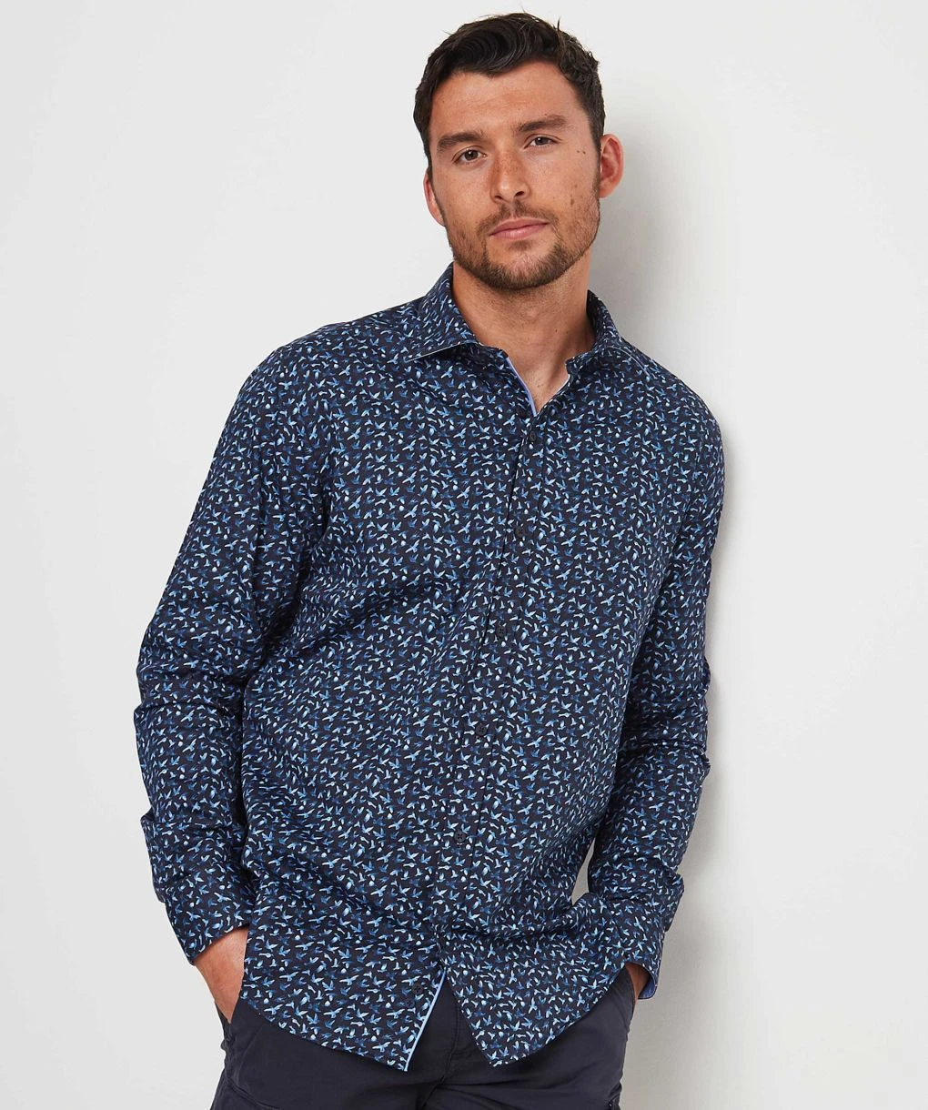 Slim Fit Sateen Bird Shirt 5 Slim Fit Sateen Bird Shirt - Image 3