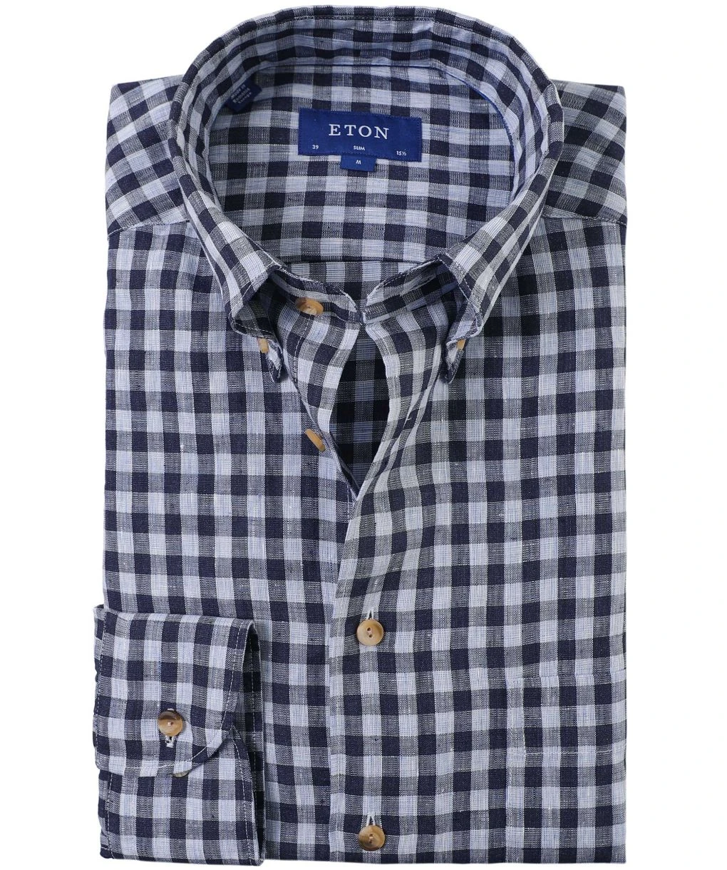 ETON Slim Fit Linen Check Shirt 3 ETON Slim Fit Linen Check Shirt