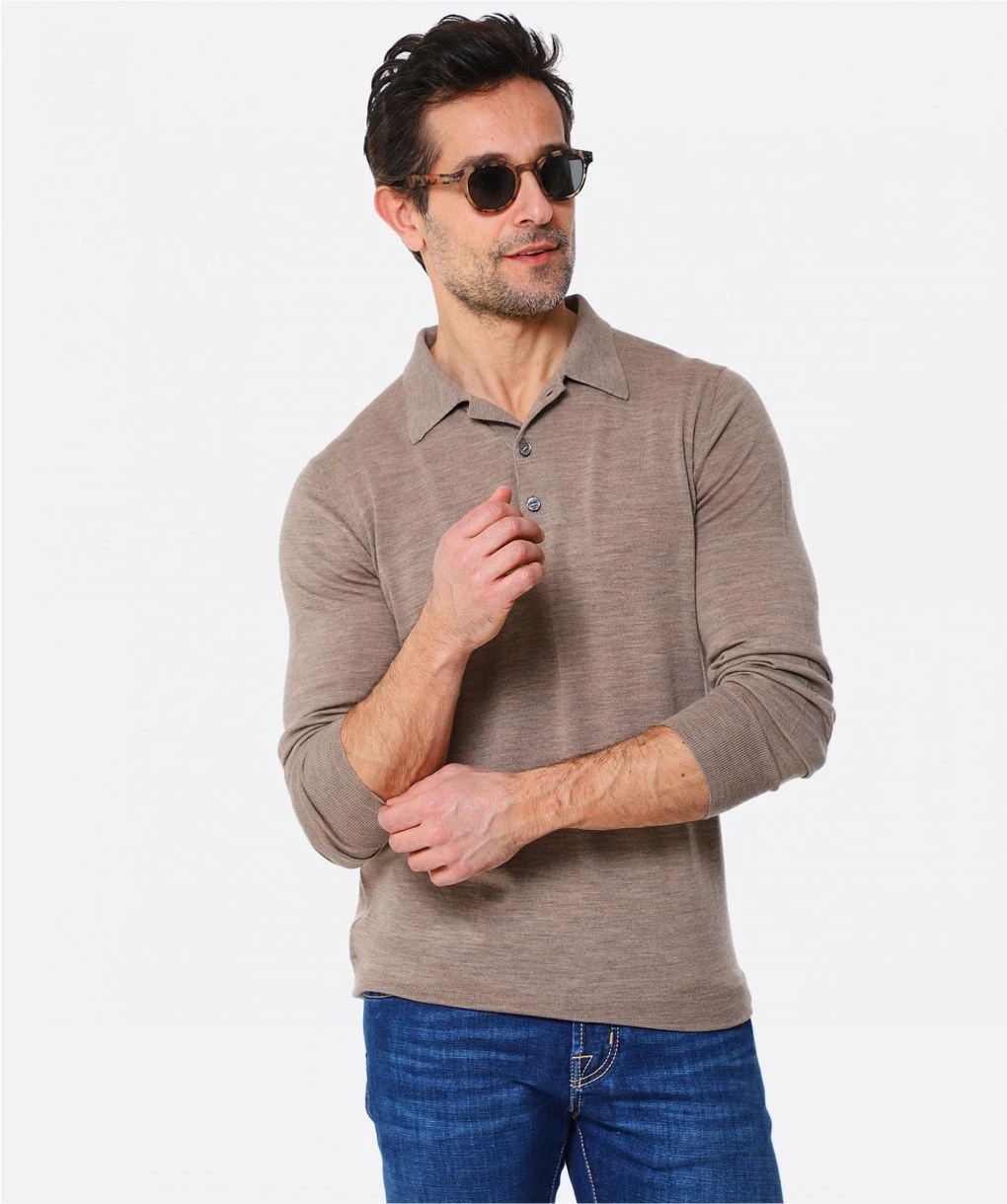 Merino Wool Long Sleeve Polo Shirt 4 Merino Wool Long Sleeve Polo Shirt - Image 2