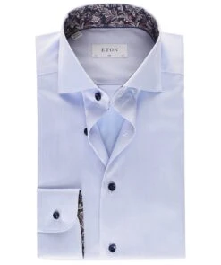 ETON Slim Fit Paisley Trim Shirt