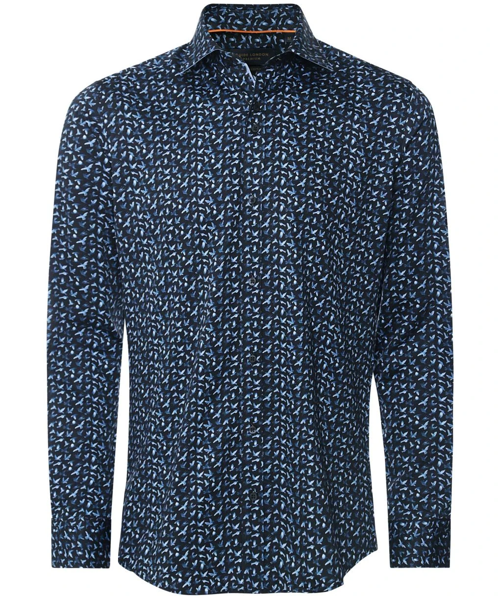 Slim Fit Sateen Bird Shirt 3 Slim Fit Sateen Bird Shirt